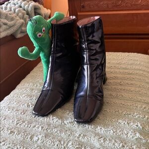 Elegant Black Patent Ankle Booties